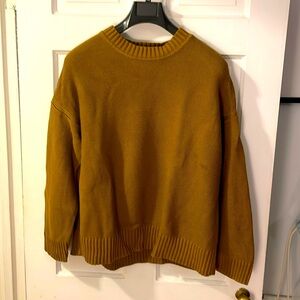 Boxy cotton knit sweater from Everlane, Size XL, rust green color.